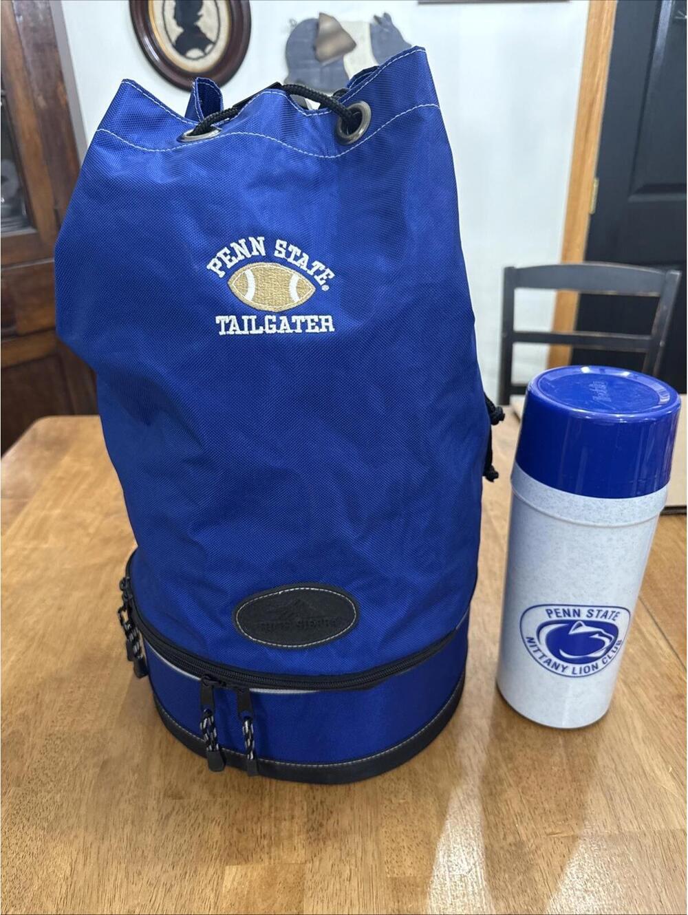 Penn State Football Backpack Tailgater Cooler Cinch Bag W/ Aladdin Thermos Lot